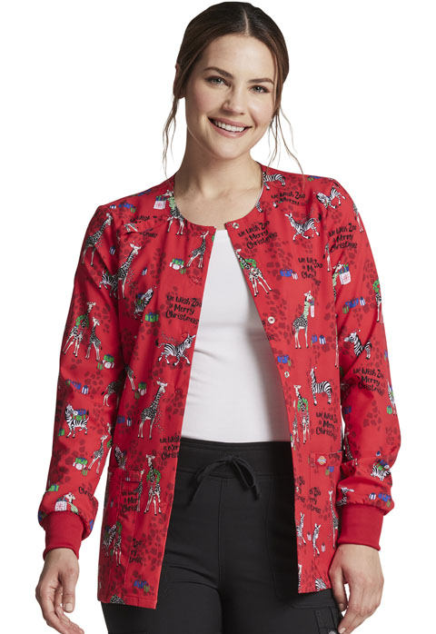 Dickies Dickies Prints Snap Front Warm-Up Jacket in Wish Zoo A Merry Christmas