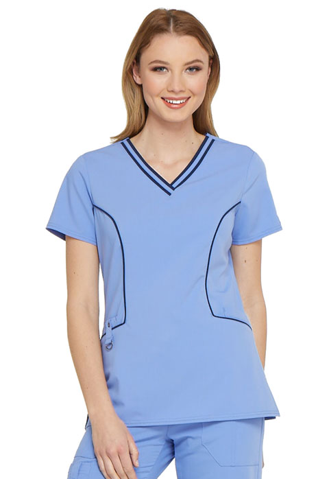 V Neck Top In Ceil Blue From Dickies Medical