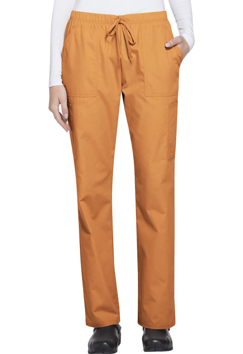 ScrubStar Women Women's Brushed Poplin Drawstring Pant Orange