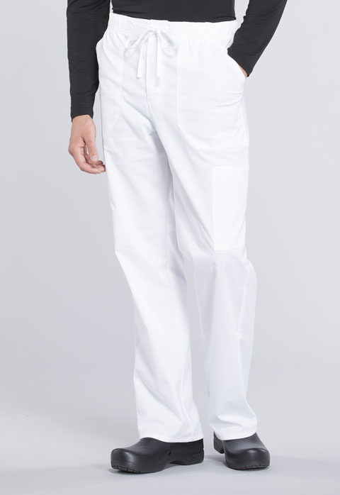 Workwear WW Professionals Men Men's Tapered Leg Fly Front Cargo Pant White