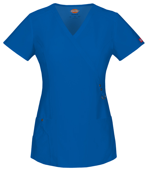 Dickies Xtreme Stretch Mock Wrap Top in Royal
