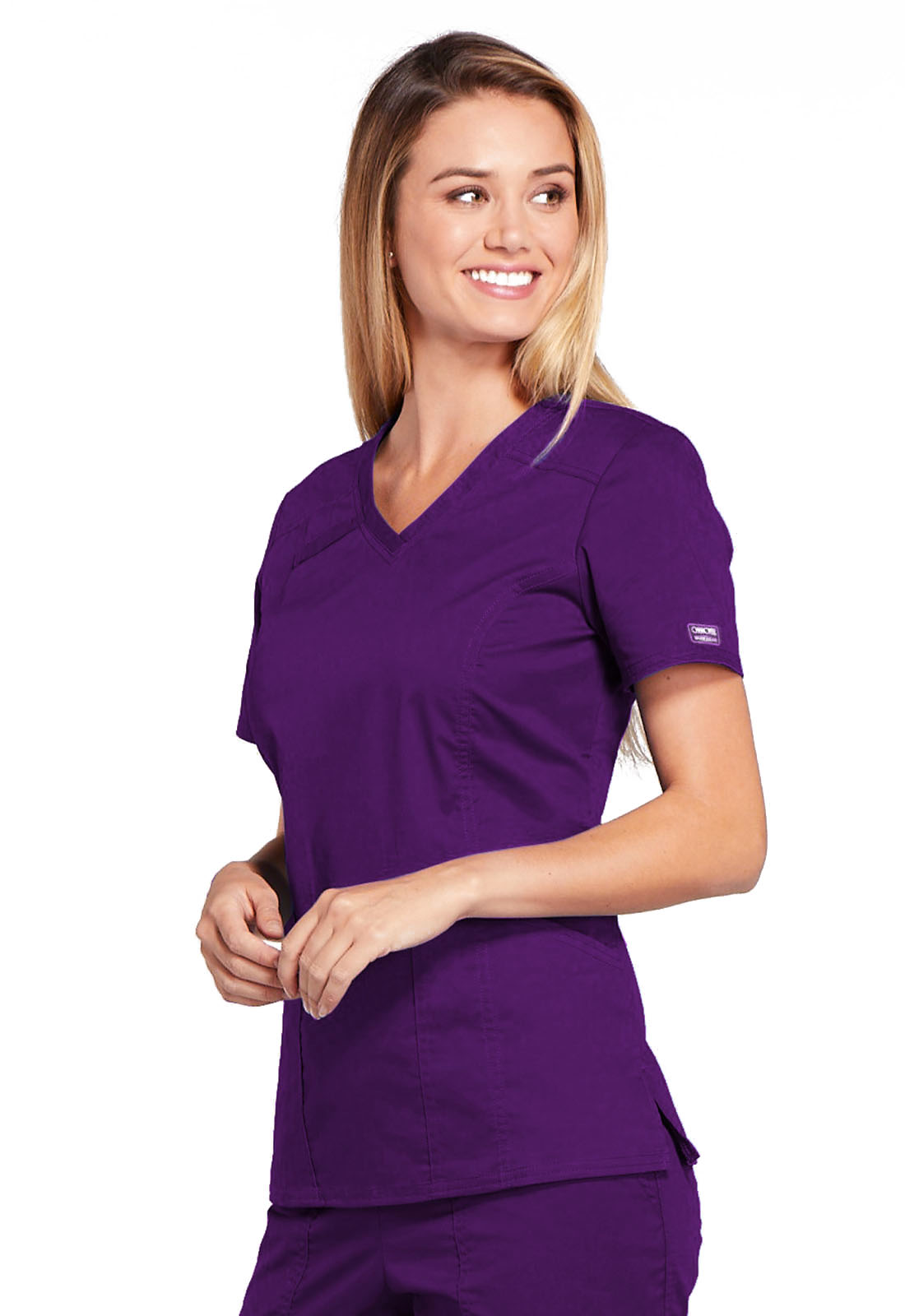 WW Core Stretch V-Neck Top in Eggplant 4710-EGGW from Dubs Scrubs