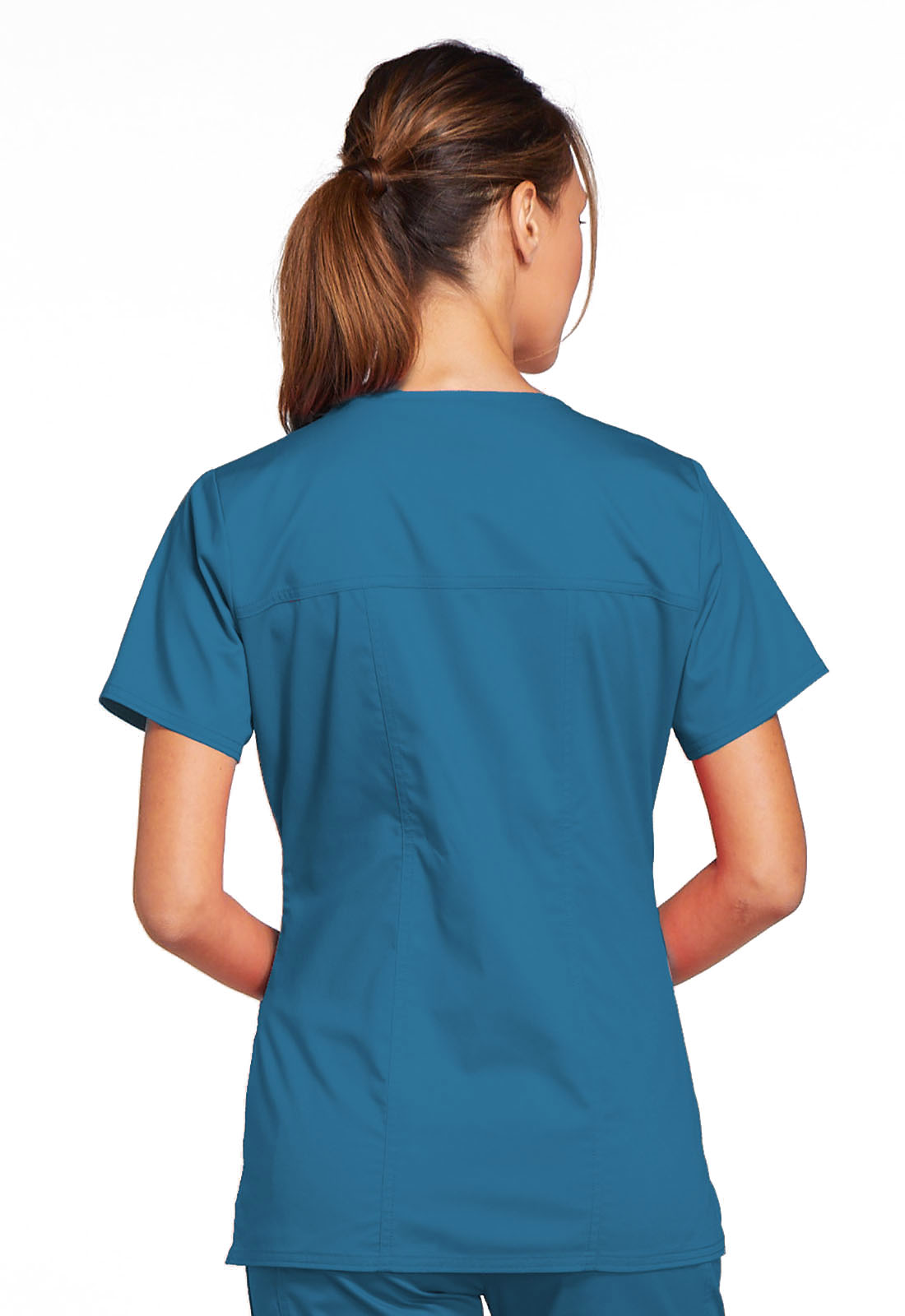 WW Core Stretch V-Neck Top in Caribbean Blue 4727-CARW from Cherokee ...