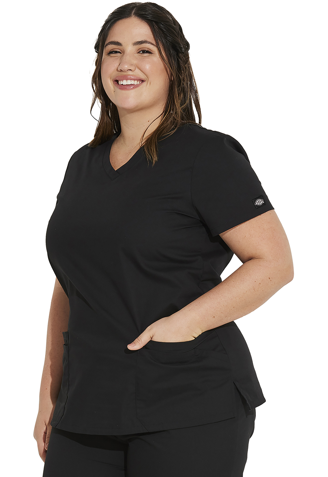 Dickies EDS Signature V-Neck Top in Black from Dickies Medical