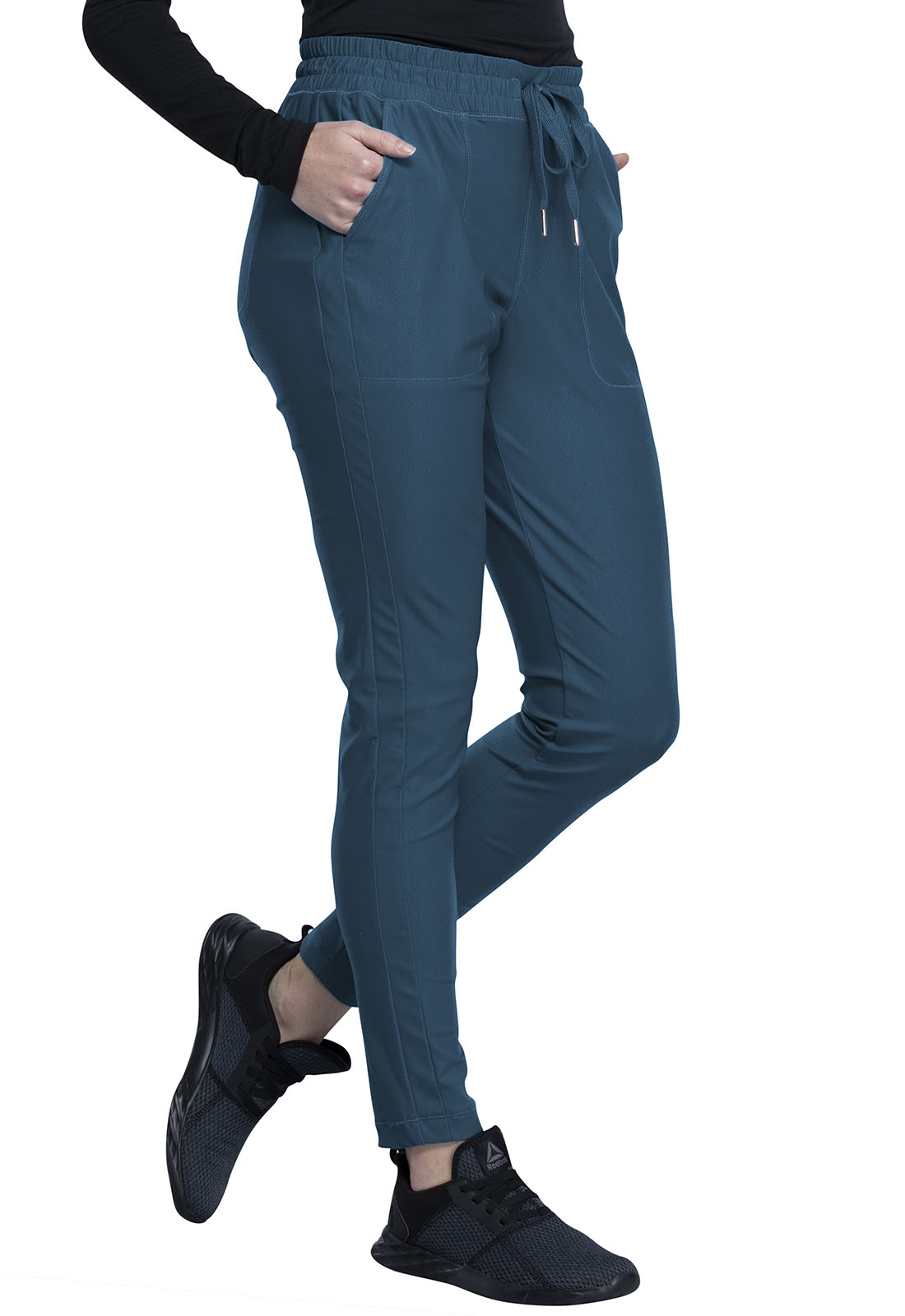 Cherokee Form Mid-Rise Tapered Leg Drawstring Pant in Caribbean Blue ...