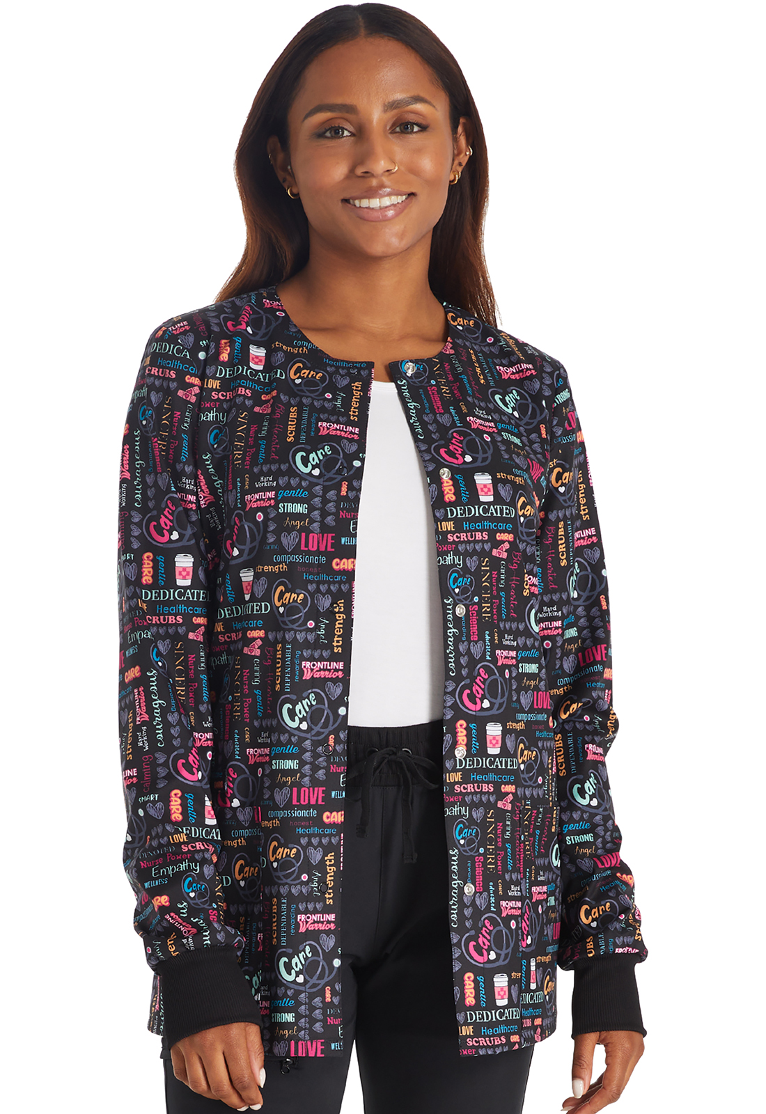 Snap Front Print Warm&#45;up Jacket-Cherokee