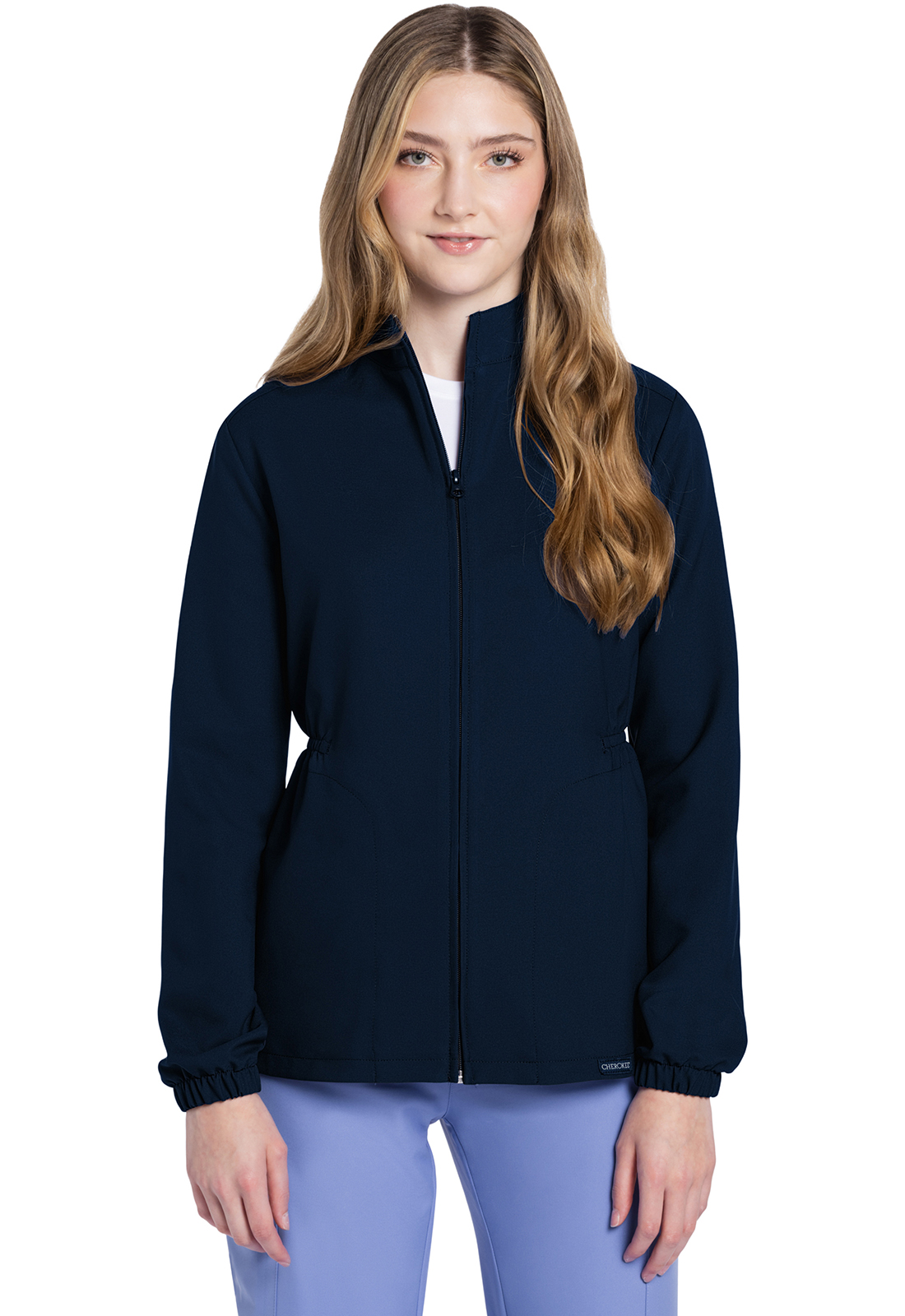 ULTRA CK391A Ladies Zip Front Anorak 2 Pocket Elasticized Waist Scrub Warm Up Jacket - Antimicrobial-Cherokee