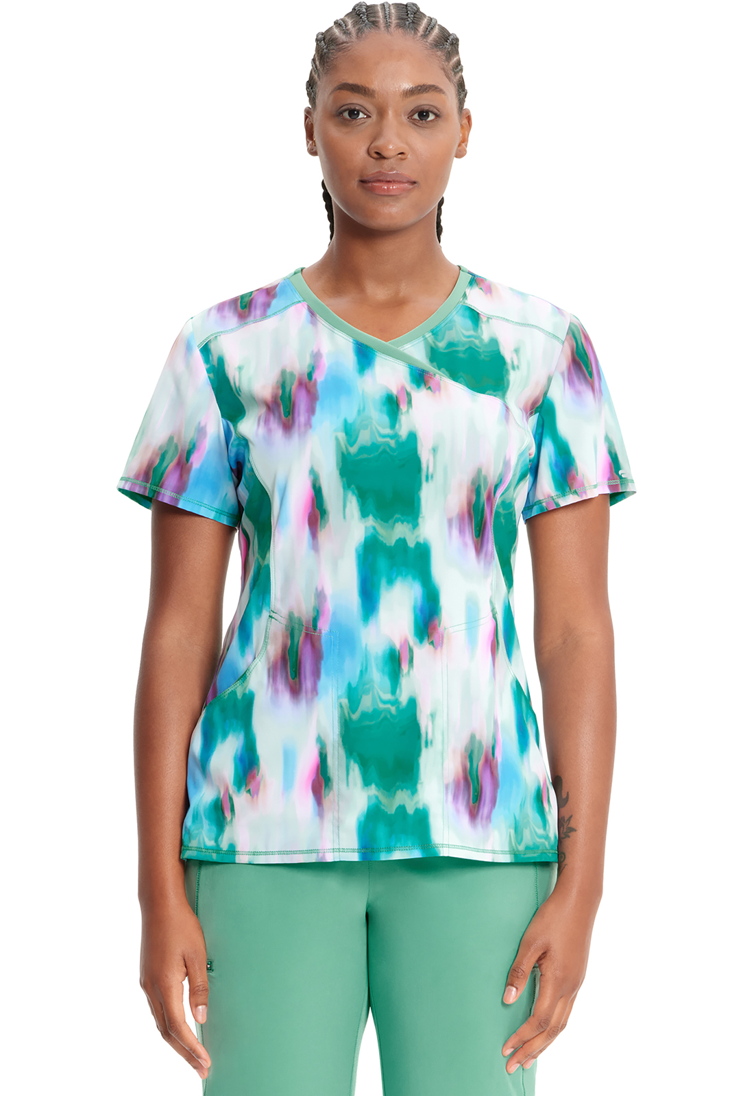 Infinity Mock Print Wrap Top-Infinity