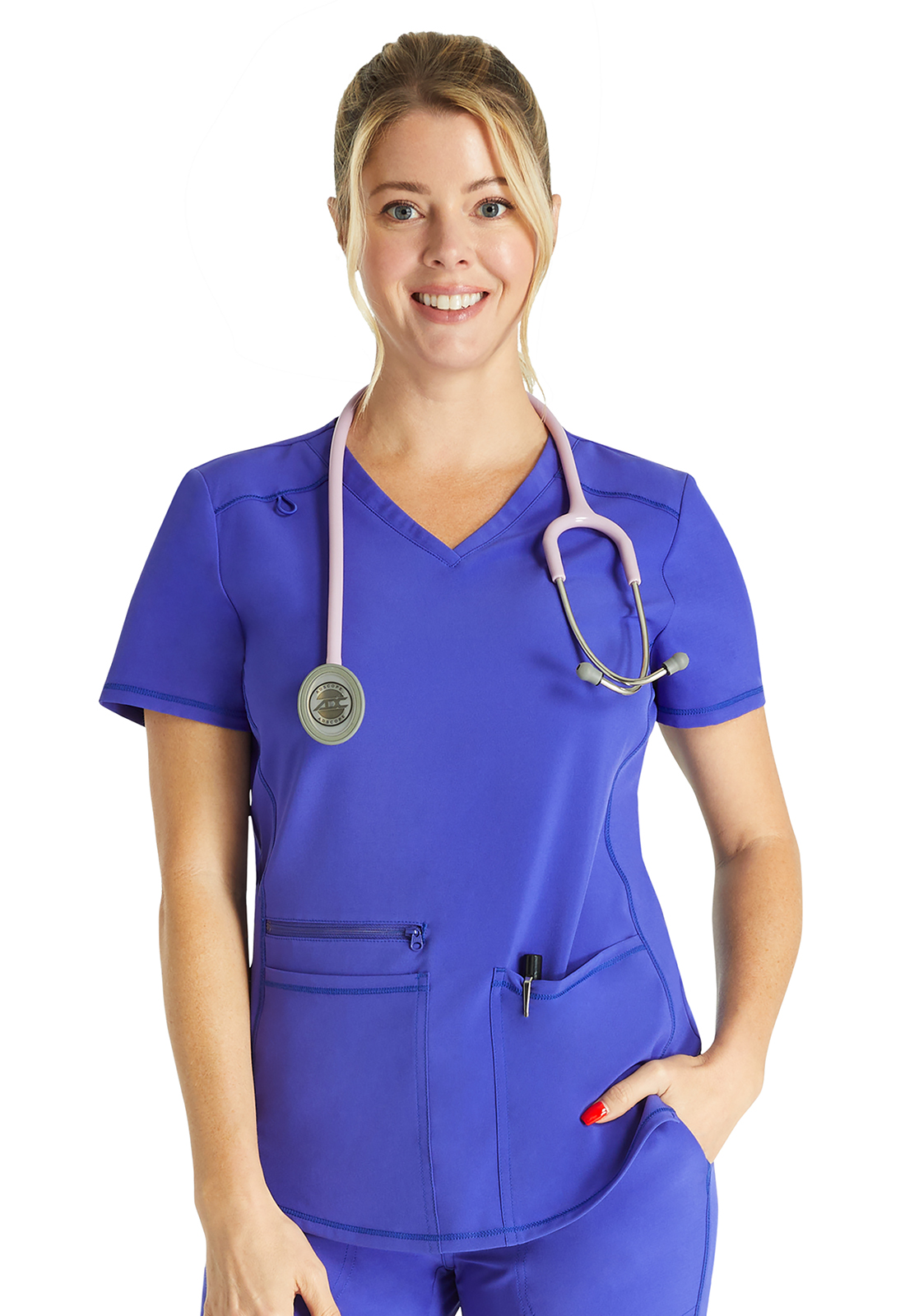 Allura CKA685 V-Neck 3 Pocket Medical Scrub Top-Cherokee