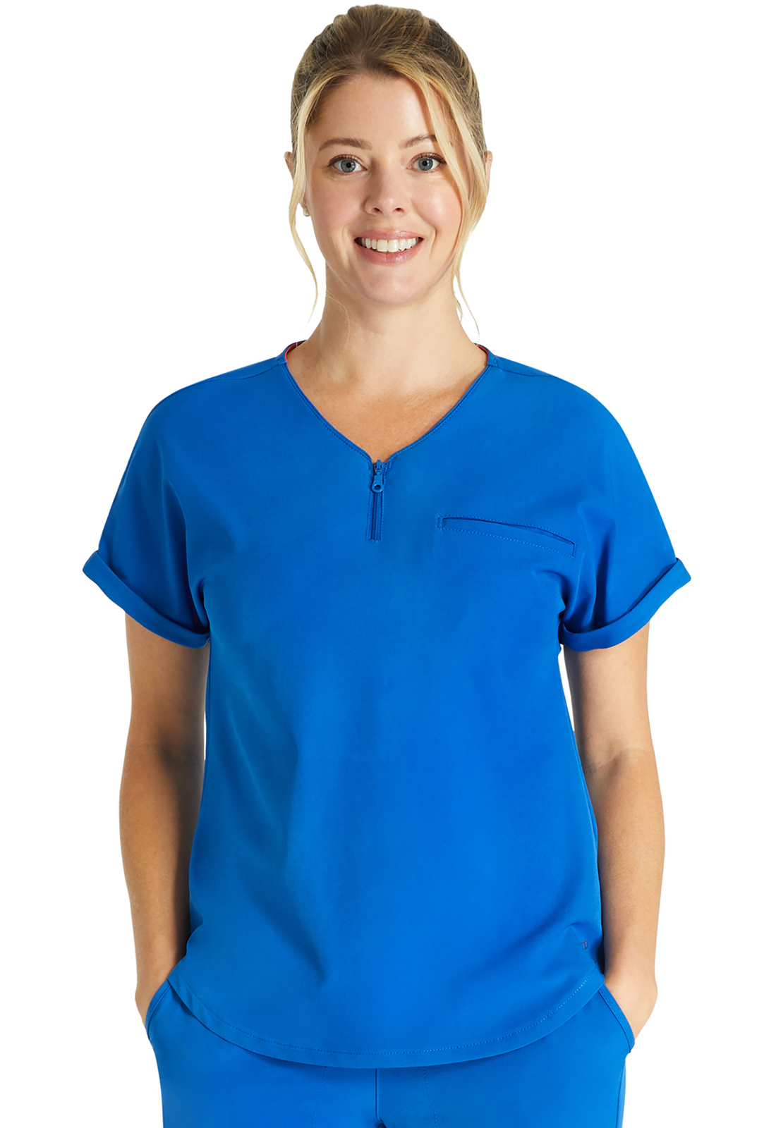 ALLURA RESERVE CKA702 Zip-Neck Tuckable &#8216;&#8216;Tuck-in&#8216;&#8216; Medical Scrub Top-Cherokee