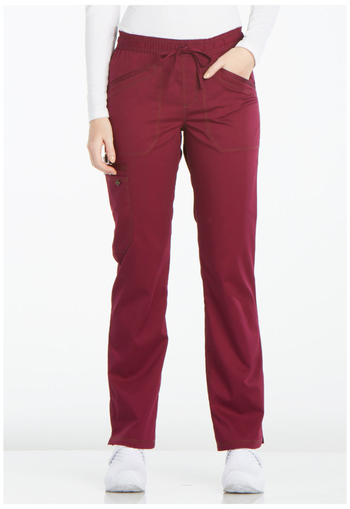 Dickies Essence Mid Rise Straight Leg Drawstring Pant in Wine from 