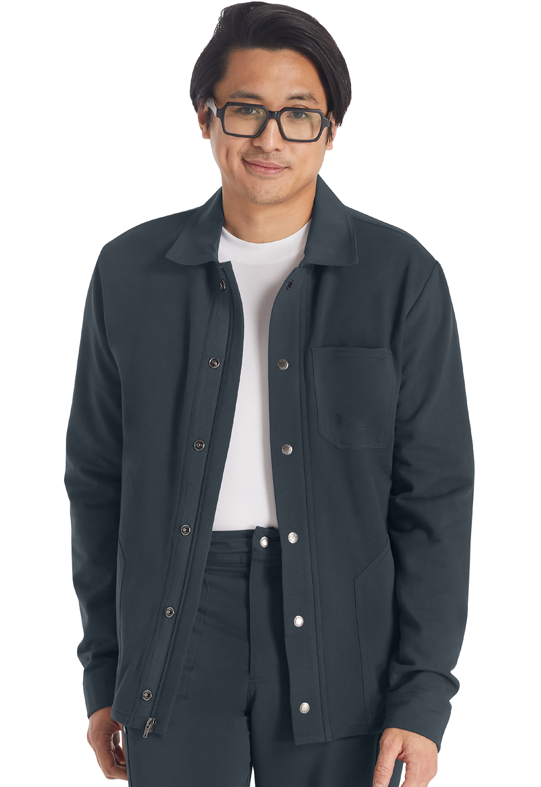 Dickies EDS NXT DK318 NEW Men&#8216;s STRETCH Zip Front 3 Pocket Fleece Scrub Warm Up Jacket with Woven Collar-Dickies