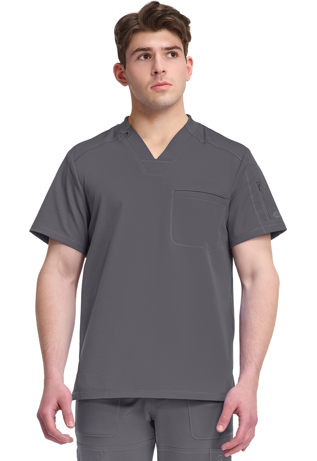 Dickies Men's Tuckable V-Neck Top in Pewter from Dickies Medical