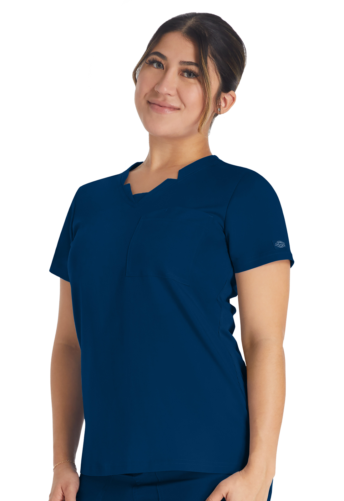 Balance - DK671 NEW Notched Rib Knit Stretchy Side Panels V-Neck Scrub Top-Dickies