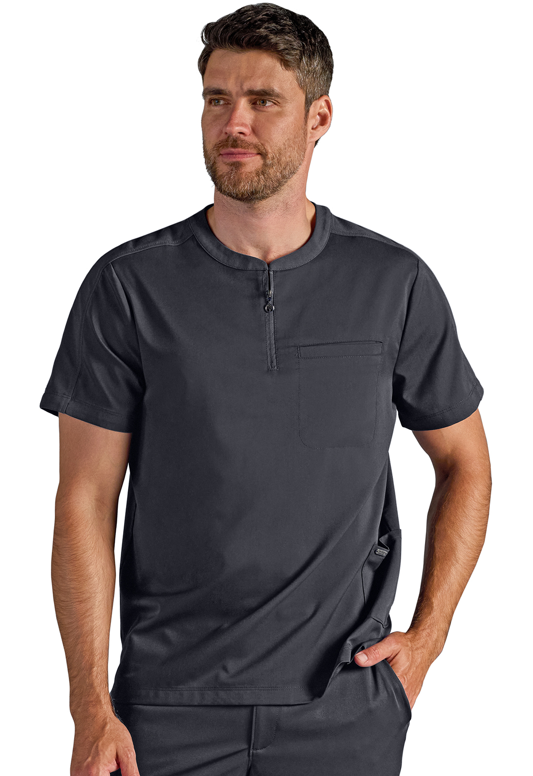 HH X DR KWANE HH605A Victor Knit Trim Racer Style 2 Pocket Medical Scrub Top - Antimicrobial-Healing Hands