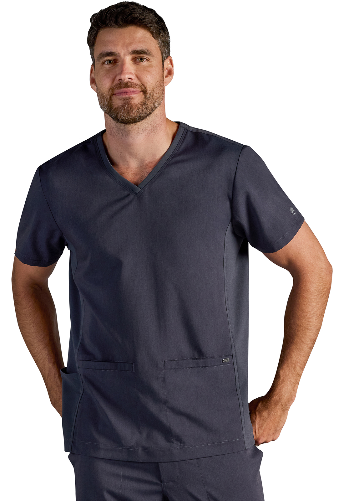 HH X DR KWANE HH606A Men&#8216;s Vincent 4 Pocket Knit Trim Medical Scrub Top - Antimicrobial-Healing Hands