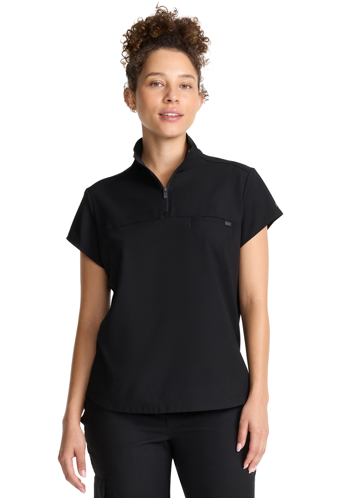 Women&#8216;s Partial Zip Stand Collar Top-Healing Hands