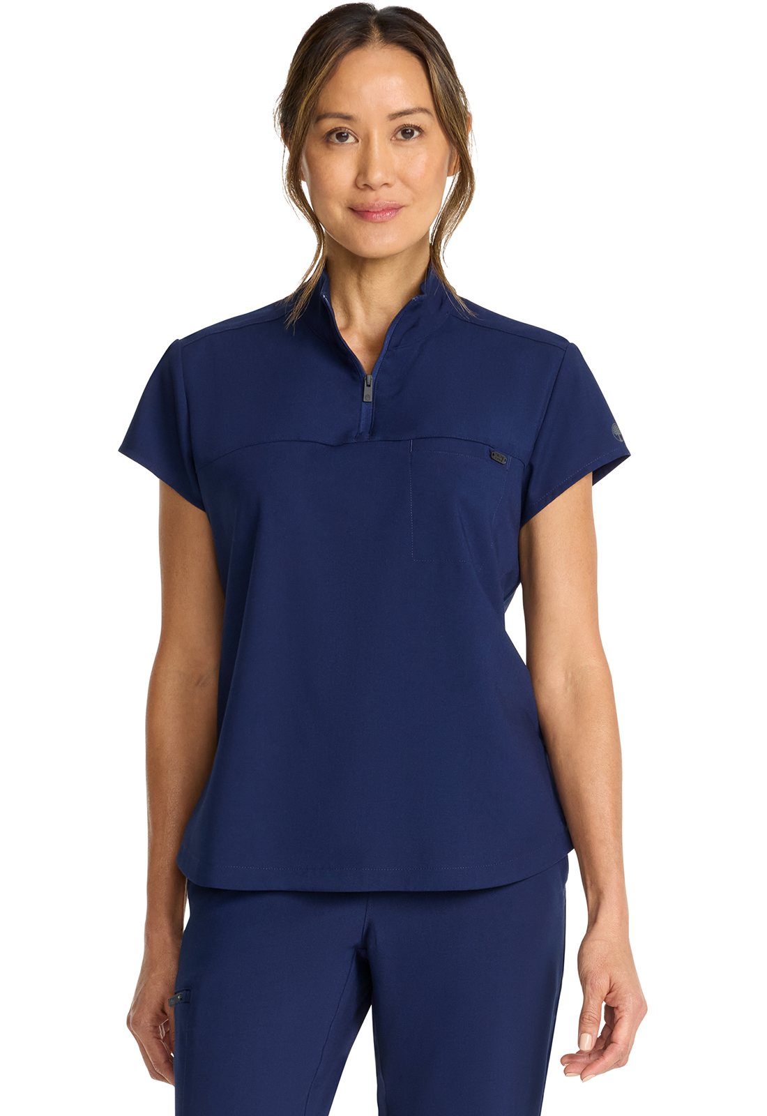 QUEST HH752 Women&#8216;s NEW Pet Hair Resistant Partial Zip Stand Collar Scrub Top-Healing Hands