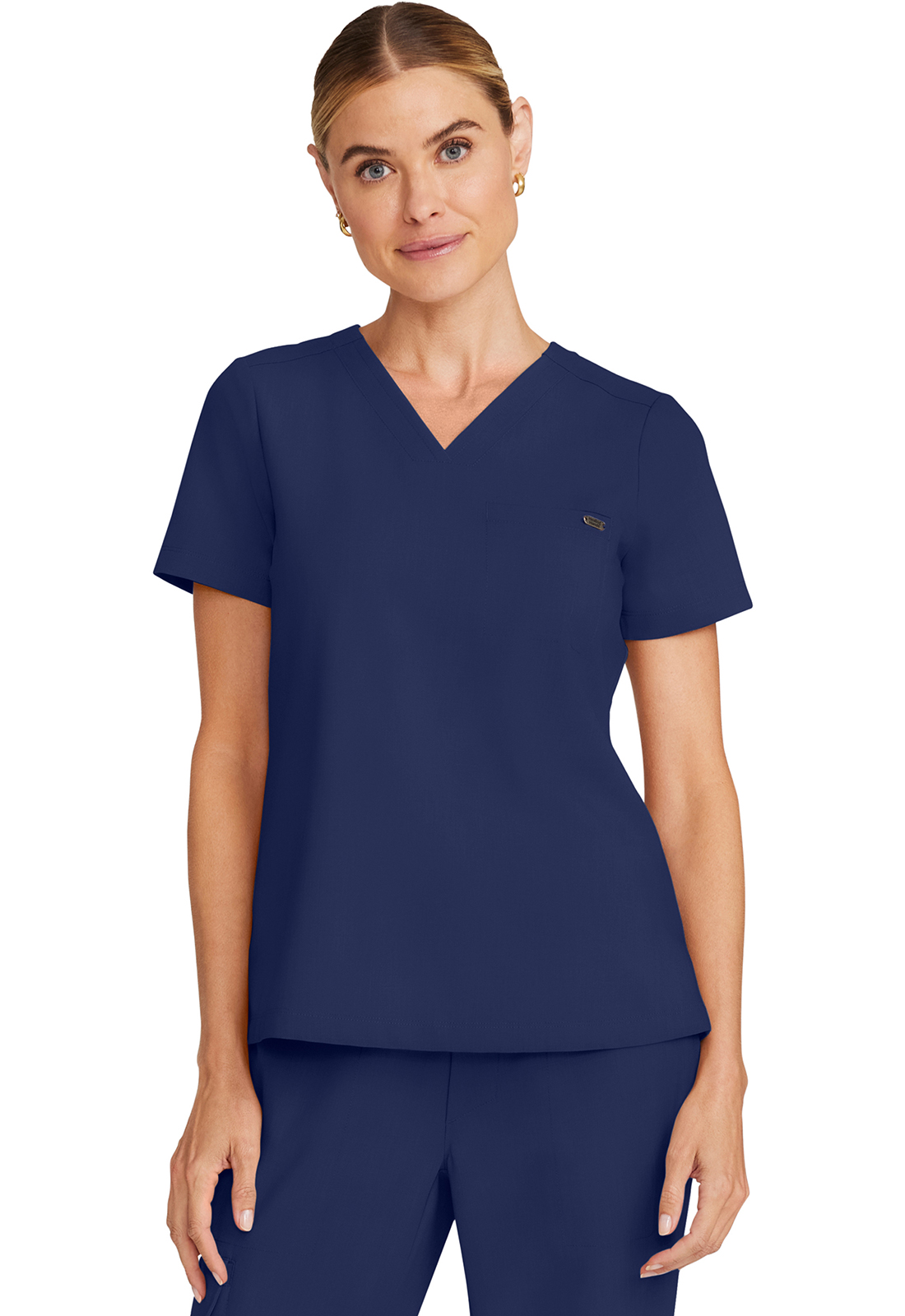 QUEST HH755 Women&#8216;s Pet Hair Resistant Tuck-in Tuckable 1 Pocket Scrub Top-Healing Hands