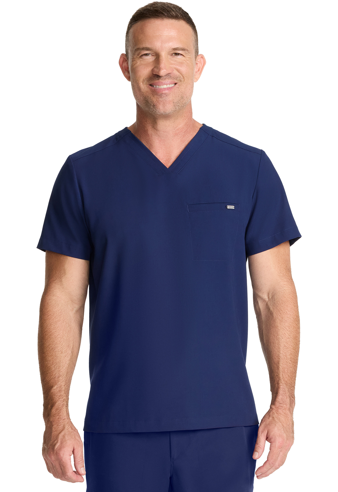 QUEST HH758 NEW Men&#8216;s Pet Hair Resistant One-Pocket Scrub Top-Healing Hands