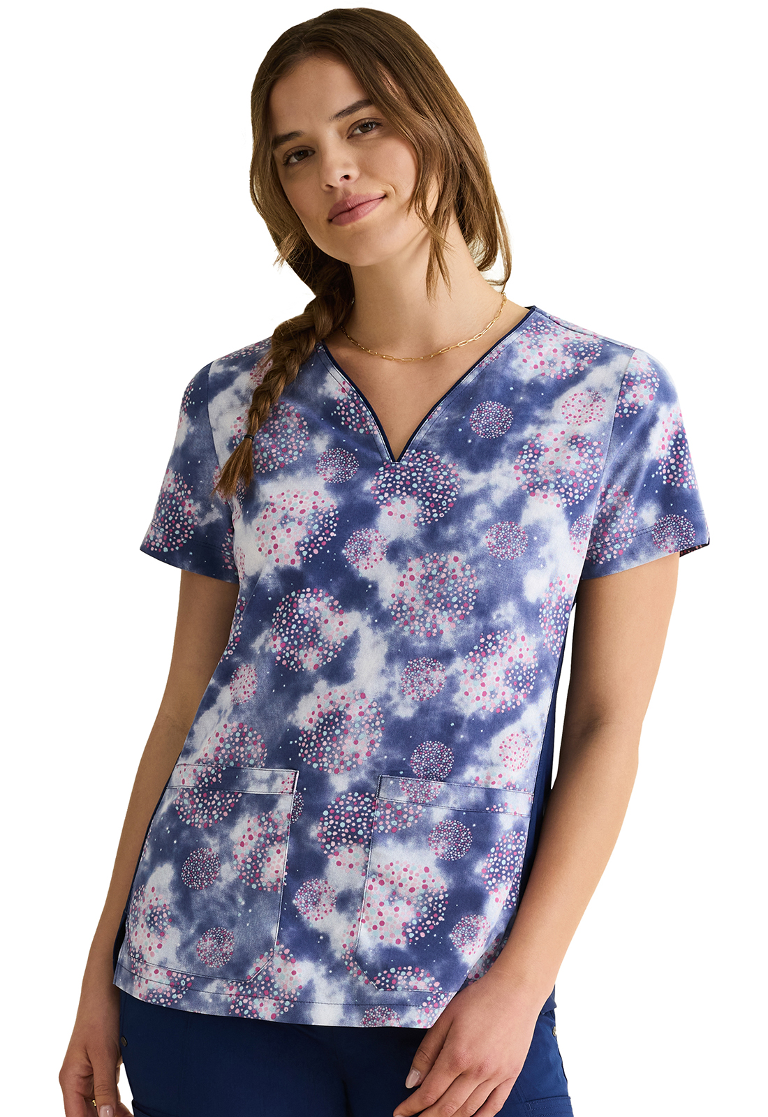 Jean V-Neck Print Top-Healing Hands