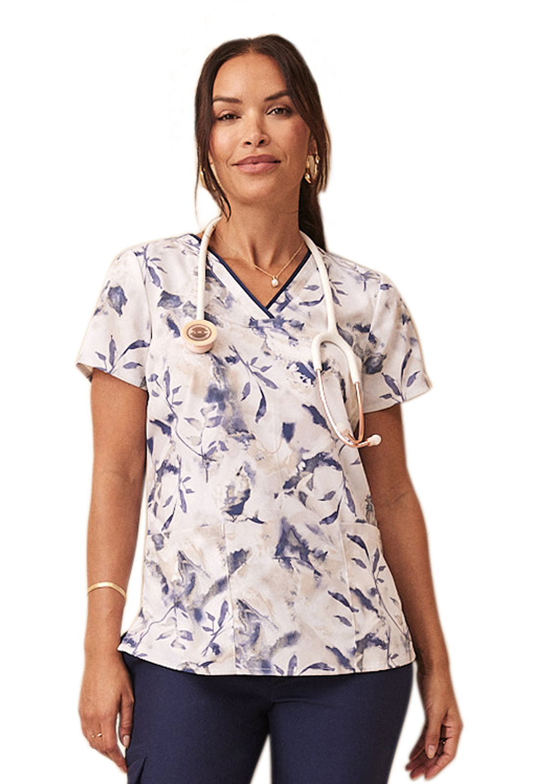 QUEST HH908 Amanda Pet Hair Resistant Print Scrub Top - WSL-Healing Hands