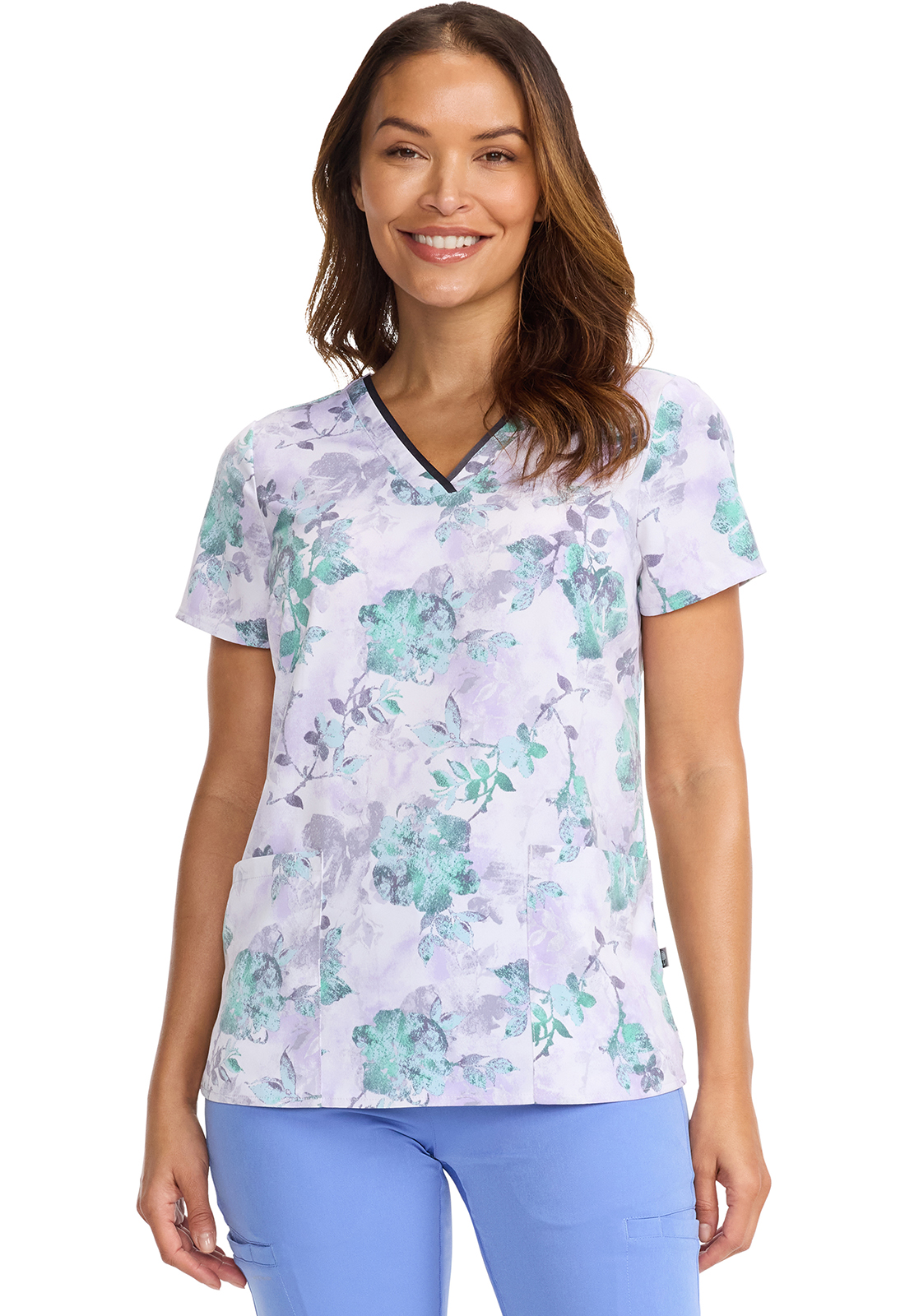 HH WORKS HH910 Amanda 2 Pocket Scrub Top in Quiet Petals WSL-Healing Hands