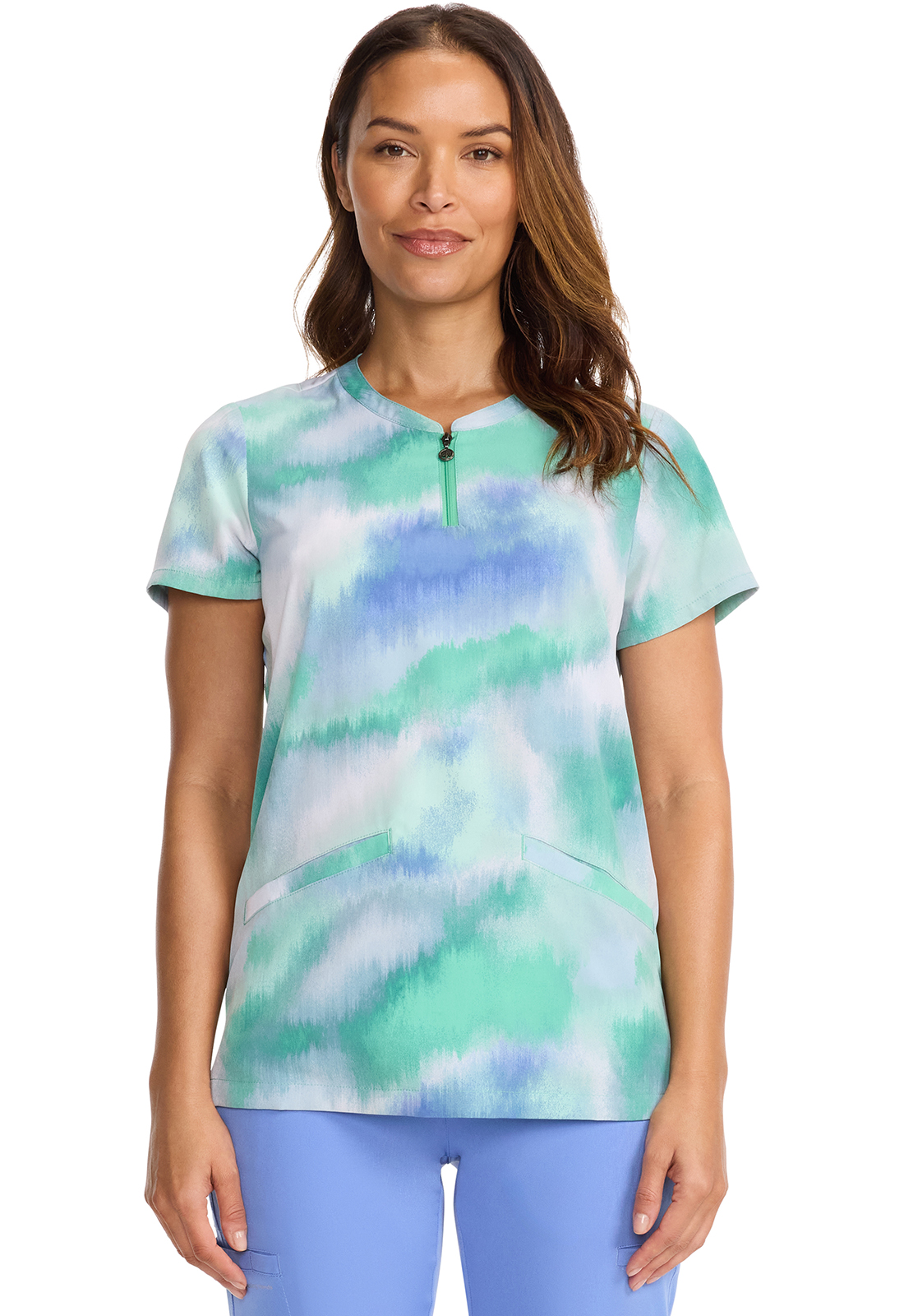 HH WORKS HH911 Ivy 2 Pocket Scrub Top in Blurred Ikat WSL-Healing Hands