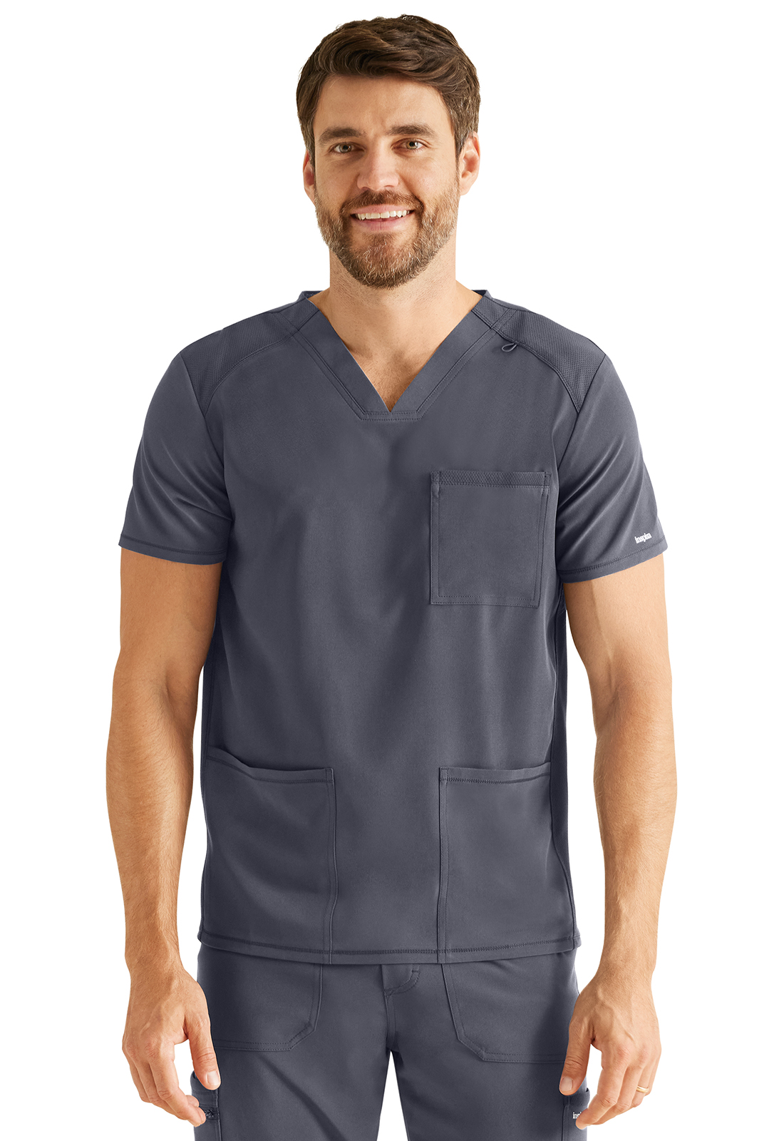 Inspira Flex IP603A Men&#8216;s NEW 3 Pocket Knit Trimmed V Neck Medical Scrub Top - Antimicrobial-Inspira