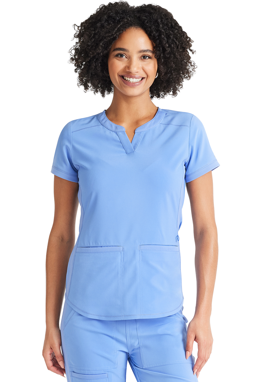 Inspira Flex IP849A Henley 3 Pocket Medical Scrub Top with Partial Knit Mesh Neckline - Antimicrobial-Inspira