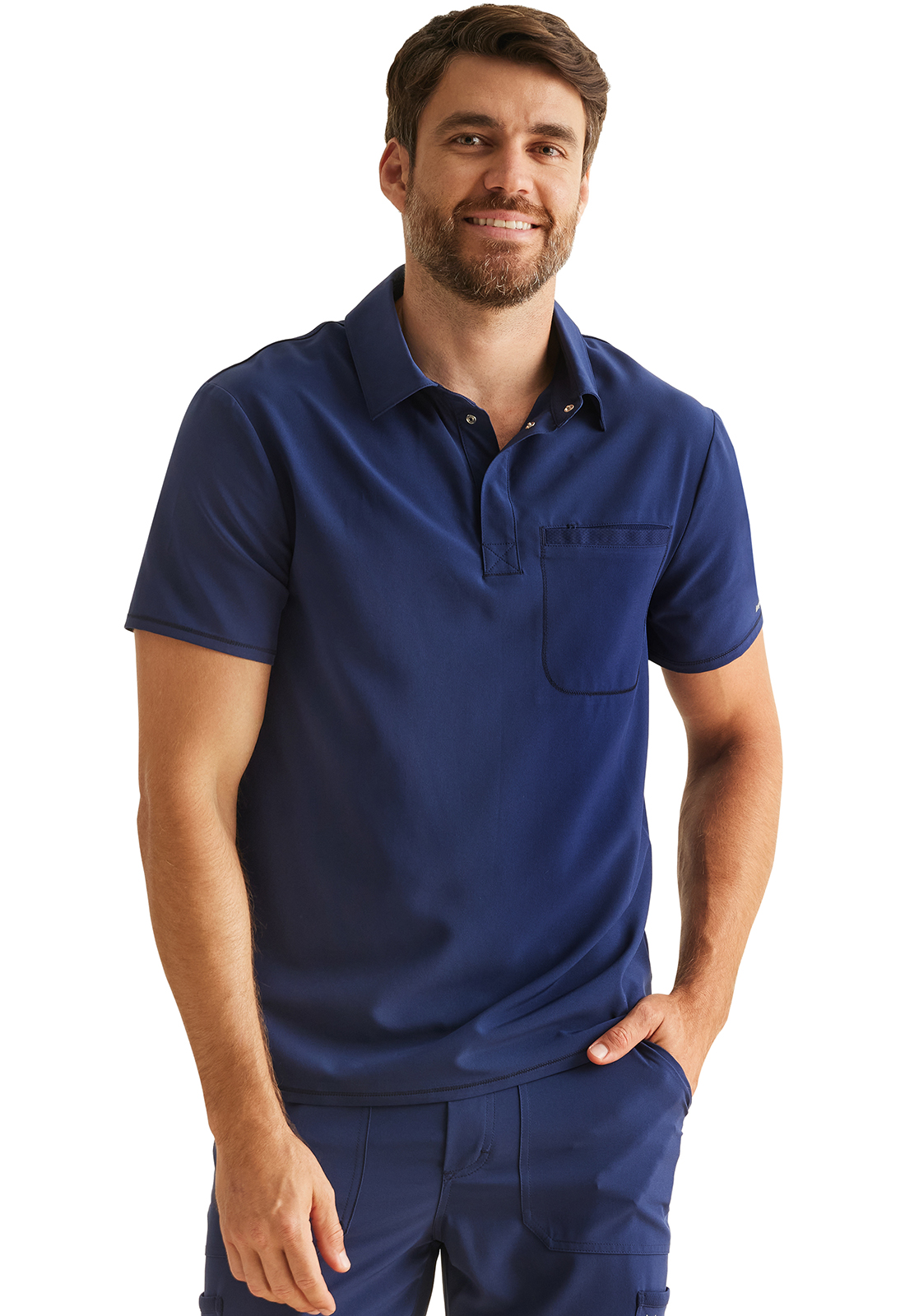 Inspira Flex IP855A Men&#8216;s NEW 1 Pocket Tuckable Polo Style Medical Scrub Shirt - Antimicrobial-Inspira