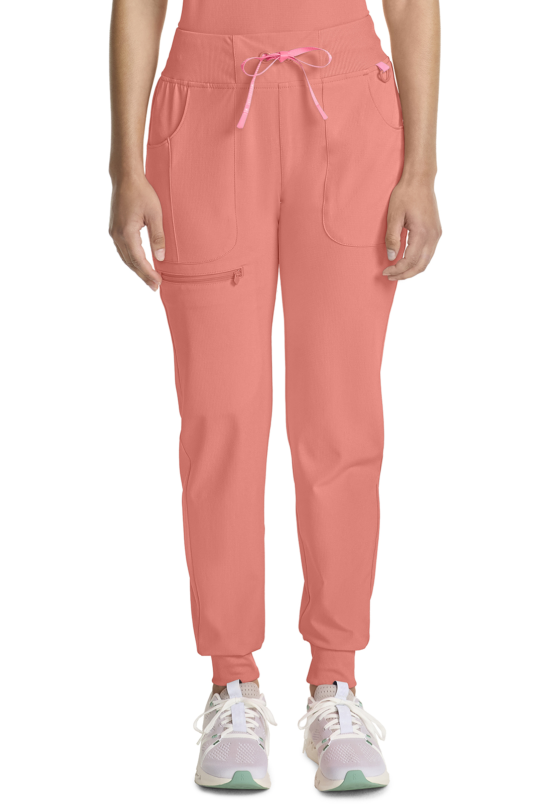 MC AMP MC102 Ladies 5 Pocket Mid Rise Jogger Style Scrub Pant with Rib Knit Covered Elastic Waist and Drawcord by Med Couture-Med Couture