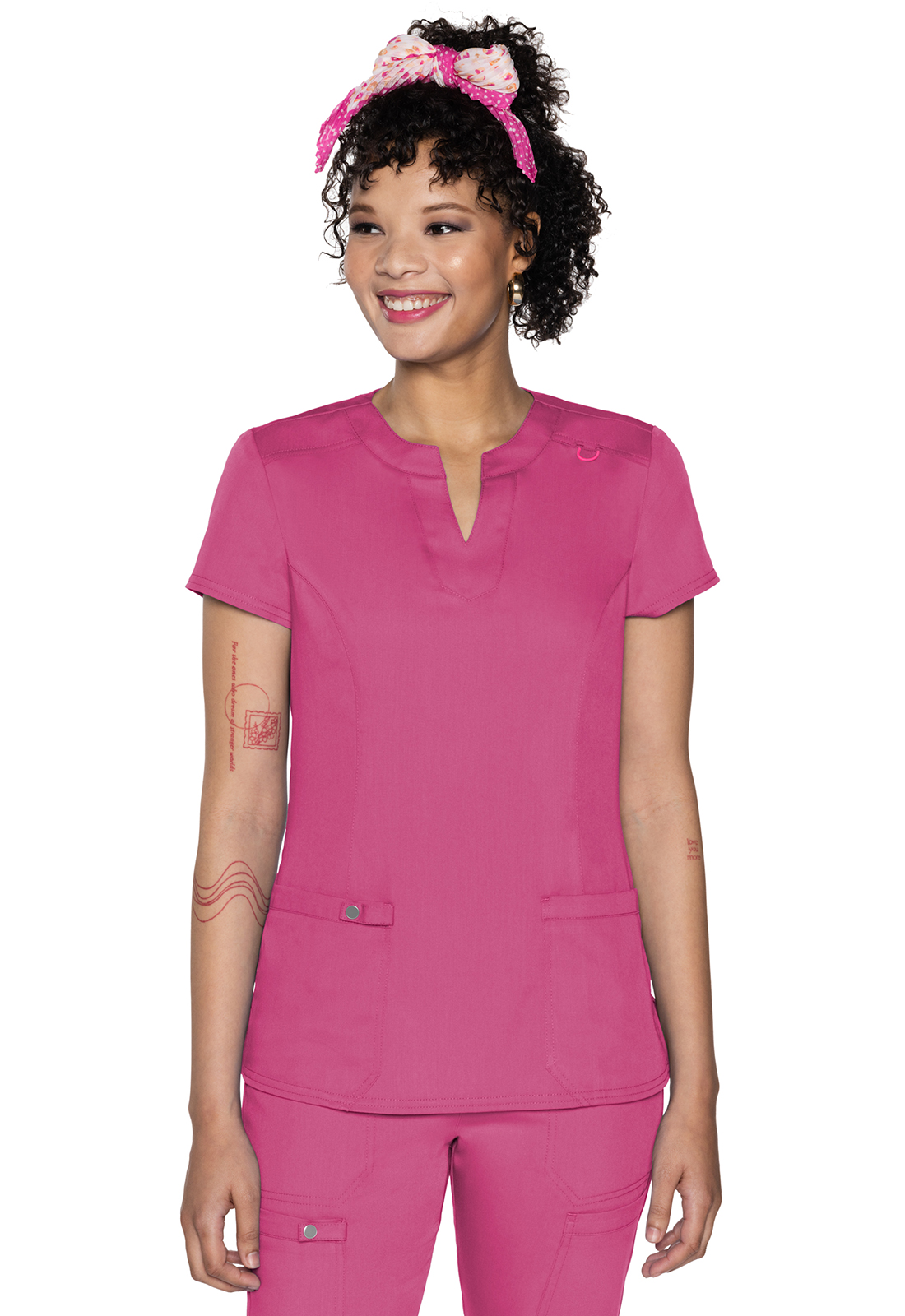 MC Touch MC607 NEW Ladies Split Round Neck 2 Pocket Stretch Medical Scrub Top by Med Couture-Med Couture