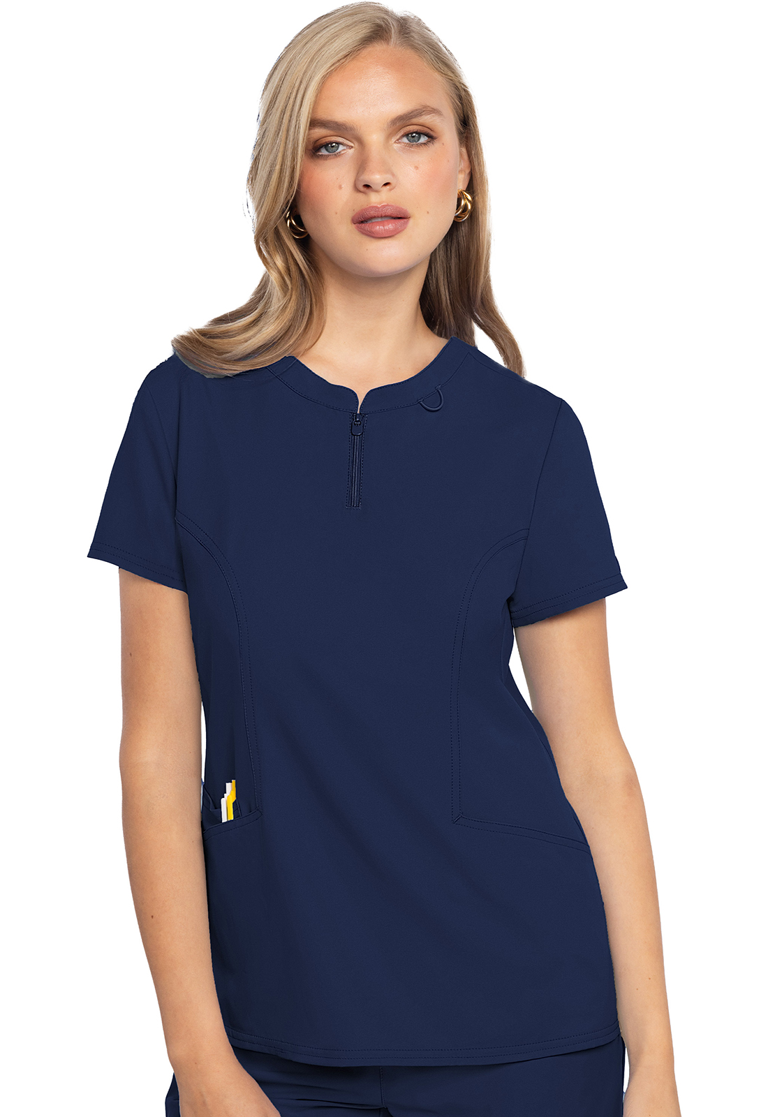 MC Insight MC609 NEW Zip Front 3 Pocket Henley Scrub Top-Med Couture