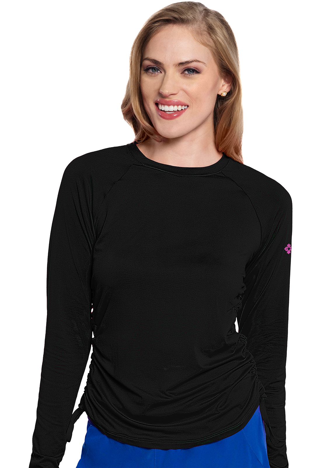 MC AMP MC700 NEW Stretchy Long Sleeve Ruched Under-Scrub Tee with Adjustable Taping at Side Seams-Med Couture