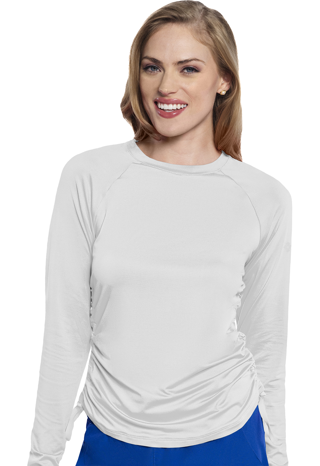 MC AMP MC700 Stretchy Long Sleeve Ruched Under-Scrub Tee with Adjustable Taping at Side Seams-Med Couture