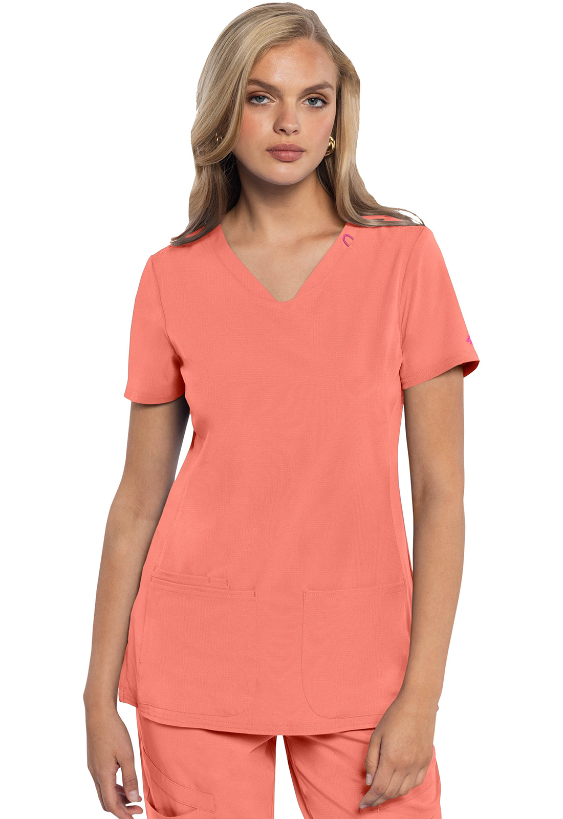 MC AMP MC702 Women&#8216;s 3 Pocket with Cell Pocket Medical Scrub Top with Rib Knit Side Panels and Side Vents by Med Couture-Med Couture