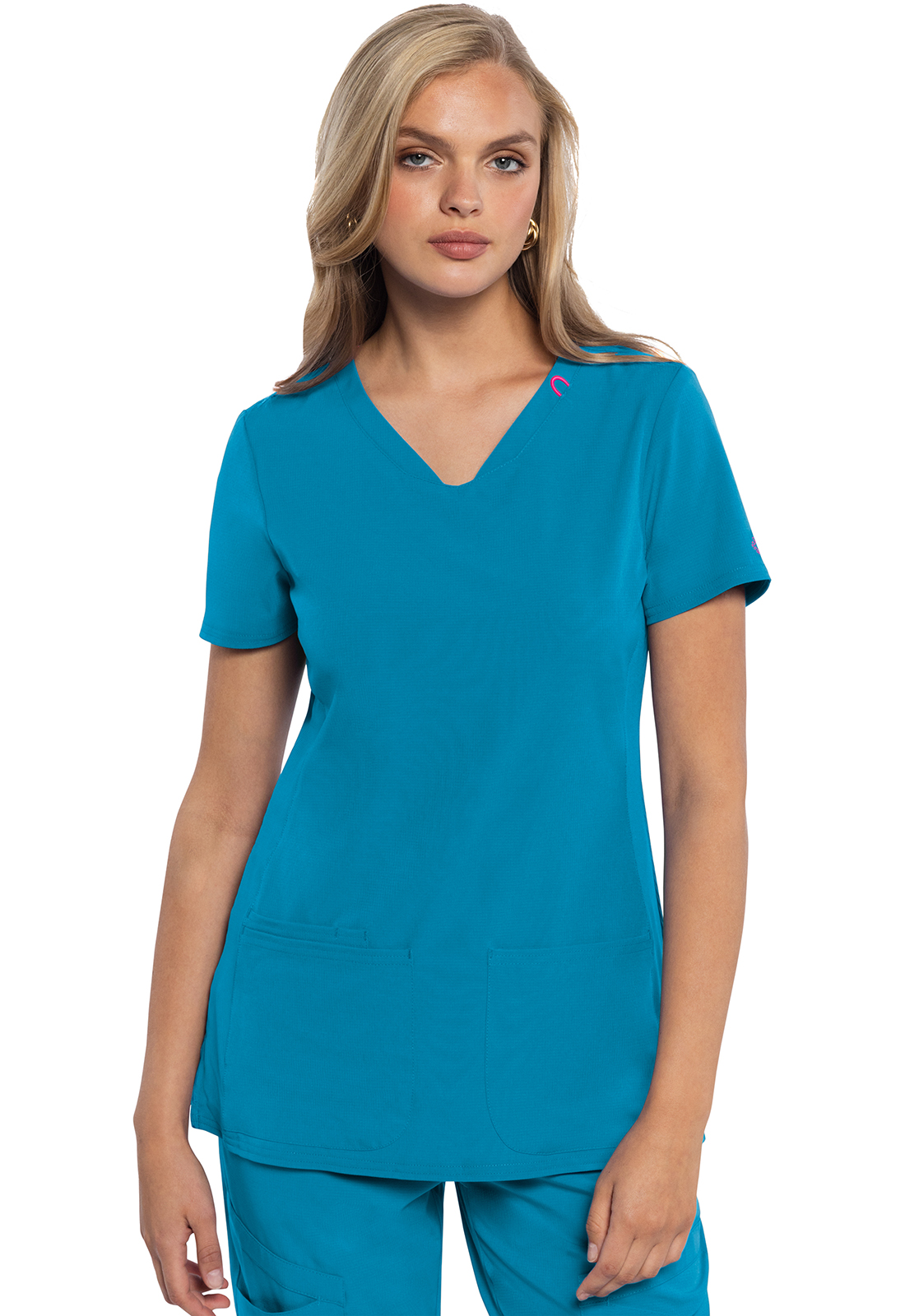 MC AMP MC702 NEW 3 Pocket with Cell Pocket Medical Scrub Top with Rib Knit Side Panels and Side Vents by Med Couture-Med Couture