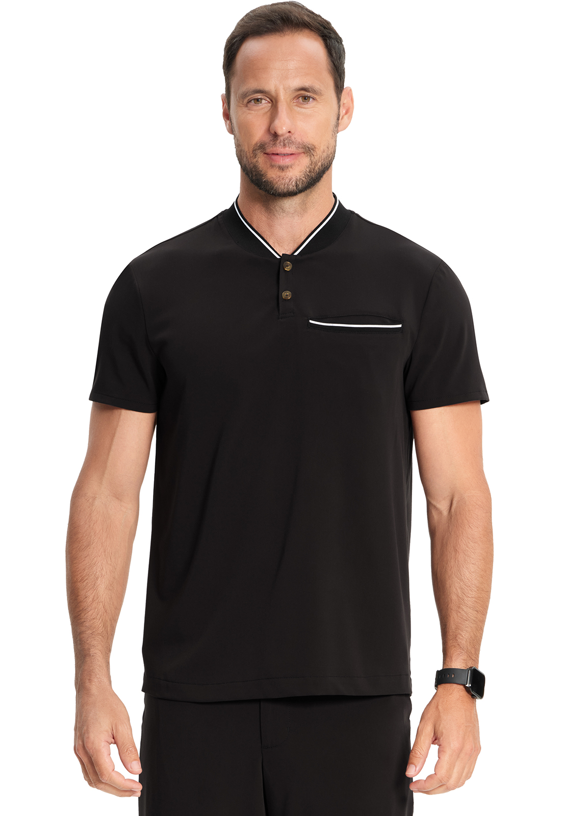 Mens rib collar henley Top-Medelita