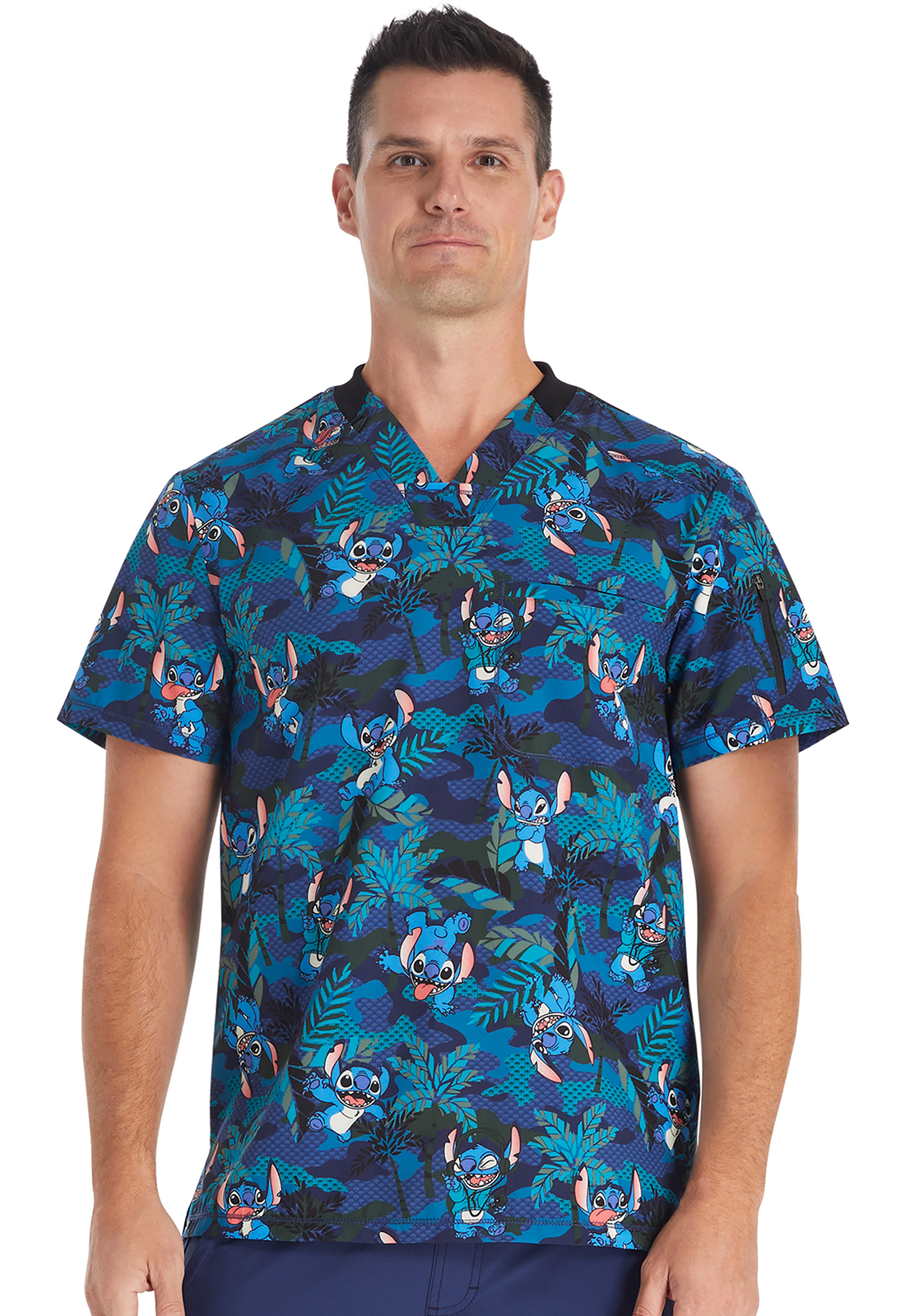 Cherokee Licensed Men&#8216;s V-Neck Print Top-Tooniforms