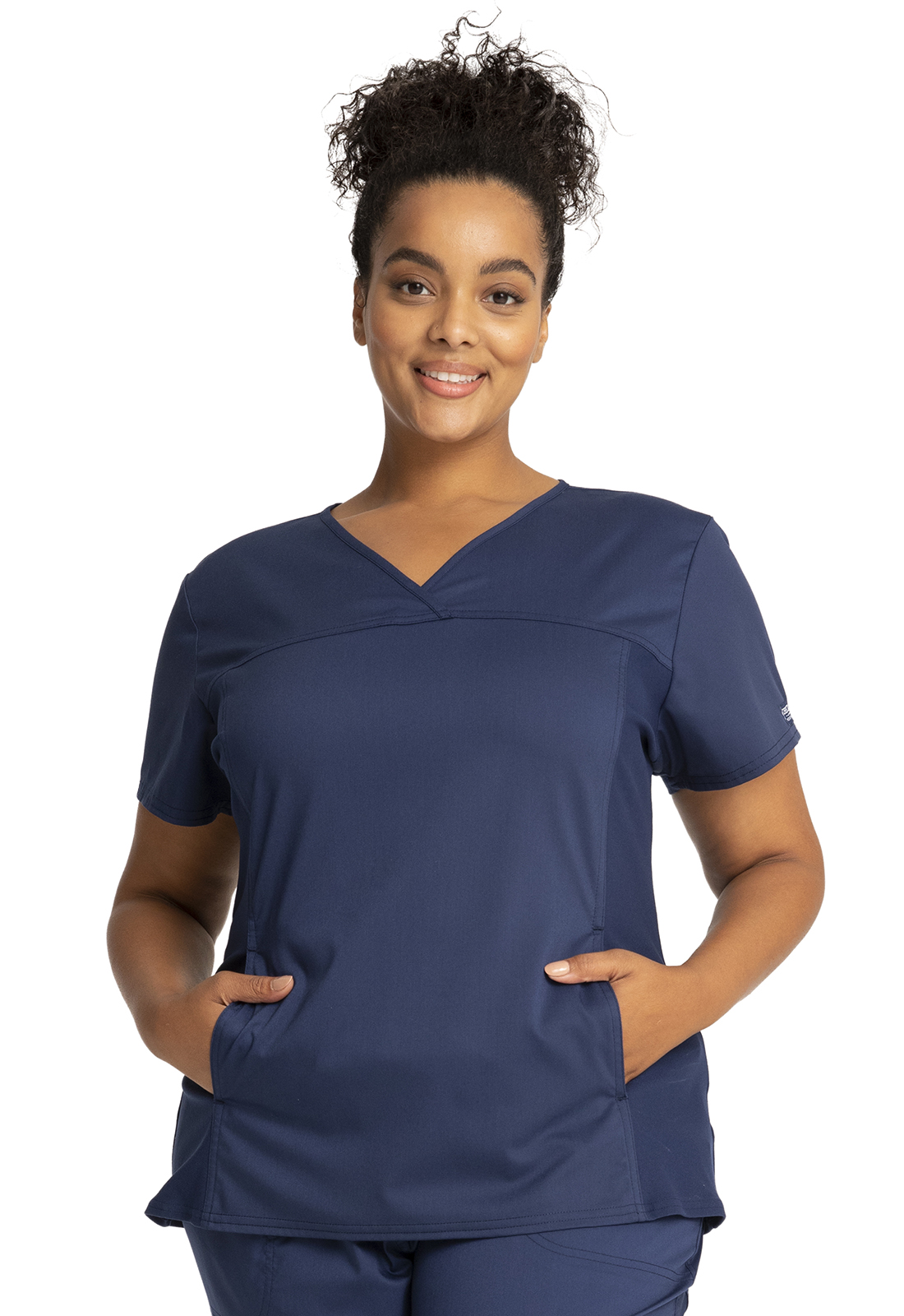 Revolution WW2875 Stretchy Knit Panel Scrub Top with Hidden Kangaroo Pocket by Cherokee Workwear-Cherokee Workwear