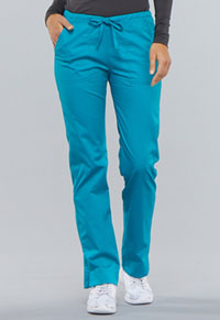 Cherokee Workwear Mid Rise Slim Straight Drawstring Pant Teal Blue (4203-TLBW)