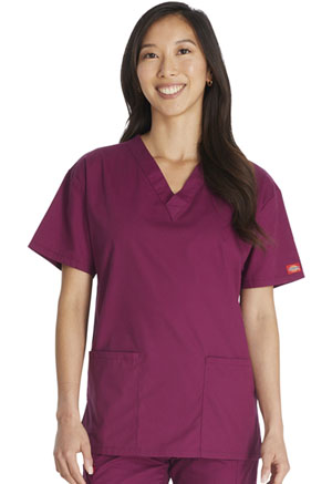 Dickies EDS Signature V-Neck Top in
Wine (86706-WIWZ)