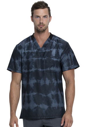 Dickies Dynamix Men's V-Neck Top in
Tie Dye Stripes Pewter (DK613-TYDI)