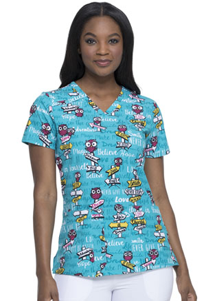 Dickies V-Neck Print Top It Was Owl A Dream (DK616-ITOL)