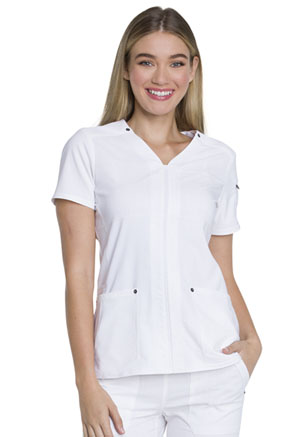 Dickies Advance Solid Tonal Twist V-Neck Top in
White (DK760-WHT)
