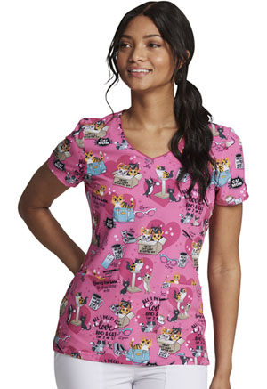 Dickies Prints V-Neck Print Top in
Love And A Cat (DK852-LVAC)