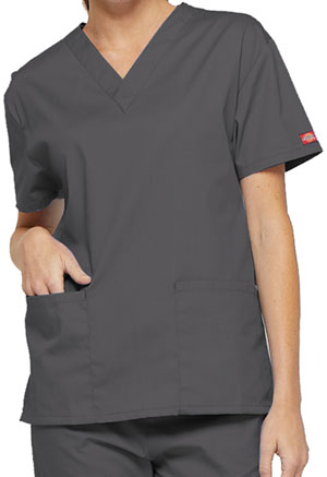 Dickies EDS Signature V-Neck Top in
Pewter (DKE86706-PTWZ)