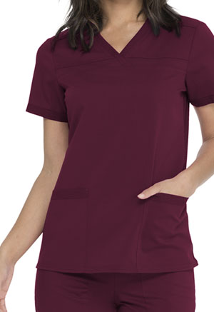 Dickies Balance V-Neck Top With Rib Knit Panels in
Wine (DKE870-WIN)