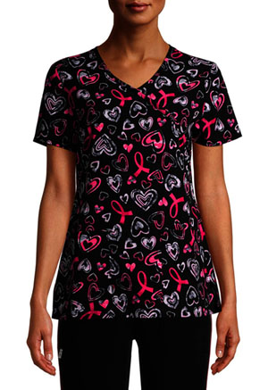 ScrubStar Women's Mock Wrap Top Love Your Ribbons (WM731X19-LYRB)